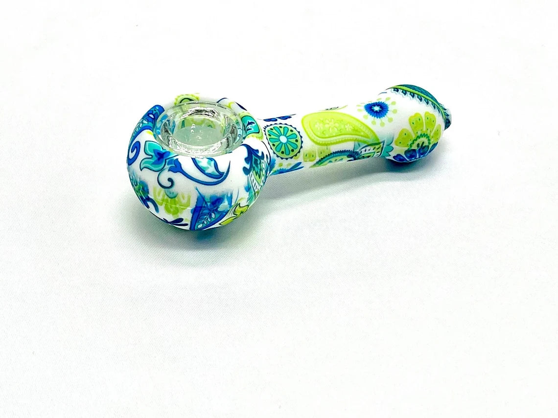 Discreet Heavy Silicone Pipe Tobacco Smoking Bowl Smoke Pipes- Glass Bowl