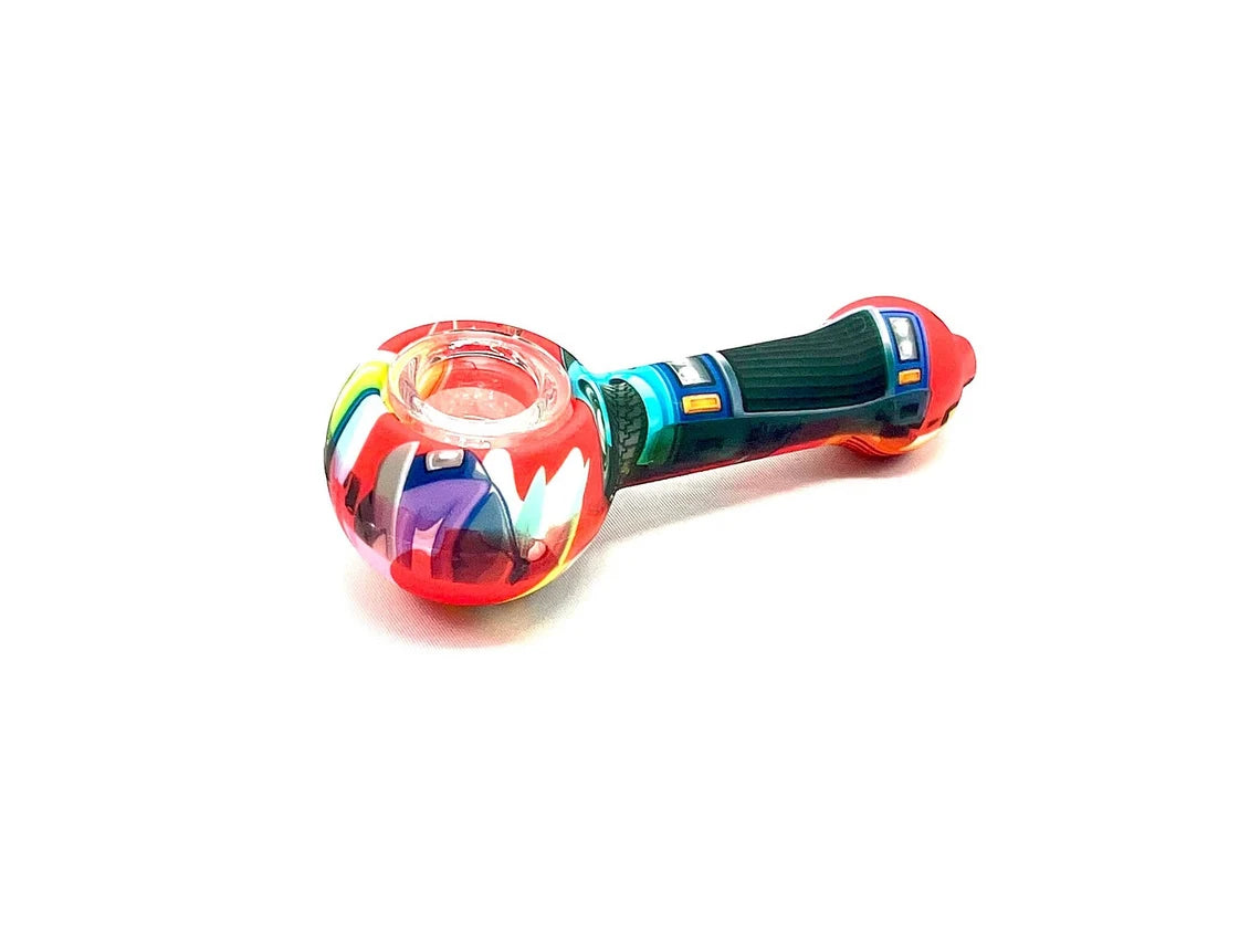 Discreet Heavy Silicone Pipe Tobacco Smoking Bowl Smoke Pipes- Glass Bowl