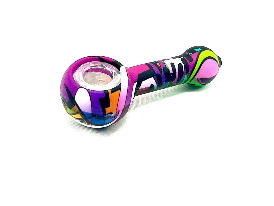 Discreet Heavy Silicone Pipe Tobacco Smoking Bowl Smoke Pipes- Glass Bowl
