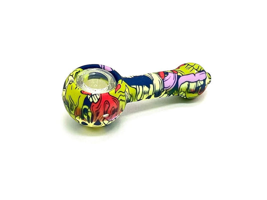 Discreet Heavy Silicone Pipe Tobacco Smoking Bowl Smoke Pipes- Glass Bowl