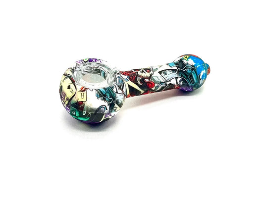 Discreet Heavy Silicone Pipe Tobacco Smoking Bowl Smoke Pipes- Glass Bowl