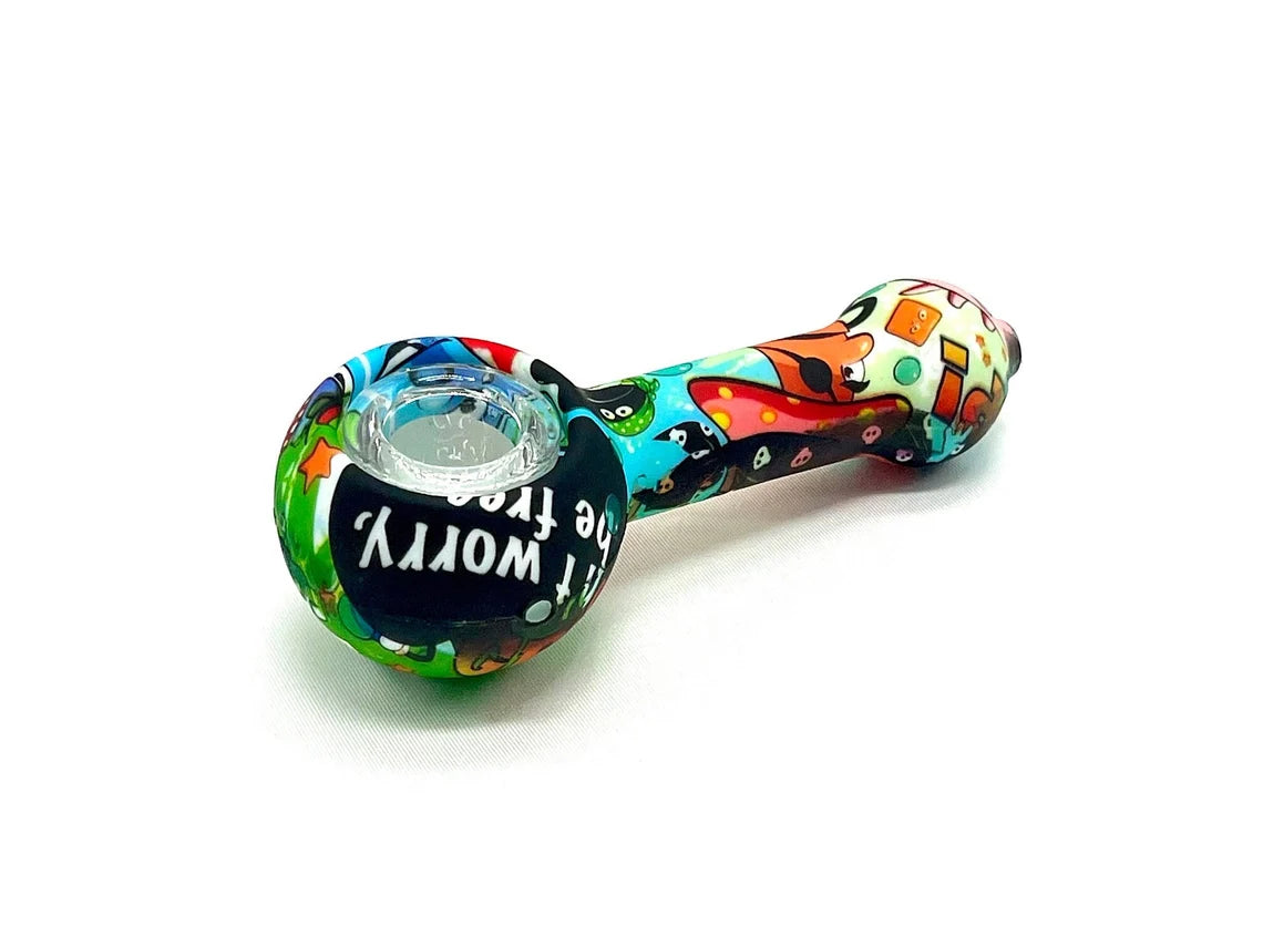 Discreet Heavy Silicone Pipe Tobacco Smoking Bowl Smoke Pipes- Glass Bowl